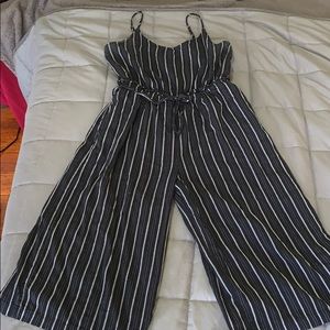 Sleeveless, cropped wide leg jumpsuit